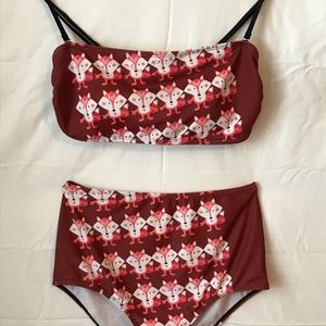 Fox themed two-piece swimsuit. New without tags.